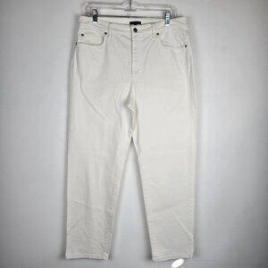 Eileen Fisher‎ Jeans White Denim Size 12 Tapered leg Stretch Organic Cotton